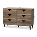 Baxton Studio Wales Modern and Contemporary Light Brown Wood 6-Drawer Dresser - Wales-6DW-Chest