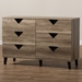 Baxton Studio Wales Modern and Contemporary Light Brown Wood 6-Drawer Dresser - Wales-6DW-Chest