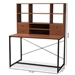 Baxton Studio Edwin Rustic Industrial Style Brown Wood and Metal 2-in-1 Bookcase Writing Desk - WS12202-Coffee/Black