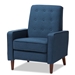 Baxton Studio Mathias Mid-century Modern Blue Fabric Upholstered Lounge Chair