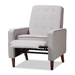 Baxton Studio Mathias Mid-century Modern Light Grey Fabric Upholstered Lounge Chair - 1705-Light Gray