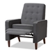 Baxton Studio Mathias Mid-century Modern Grey Fabric Upholstered Lounge Chair - 1705-Gray