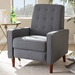 Baxton Studio Mathias Mid-century Modern Grey Fabric Upholstered Lounge Chair - 1705-Gray