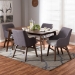 Baxton Studio Monte Mid-Century Modern Walnut Wood Rectangular 5-Piece Dining Set - Monte-Dark Grey-5PC Dining Set