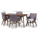 Baxton Studio Monte Mid-Century Modern Walnut Wood Rectangular 5-Piece Dining Set - Monte-Dark Grey-5PC Dining Set
