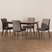Baxton Studio Kimberly Mid-Century Modern Beige and Brown Fabric 5-Piece Dining Set - Kimberly-Brown-5PC Dining Set