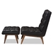 Baxton Studio Annetha Mid-Century Modern Black Faux Leather Upholstered Walnut Finished Wood Chair And Ottoman Set - BBT5272-Pine Black Set