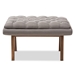 Baxton Studio Annetha Mid-Century Modern Grey Fabric Upholstered Walnut Finished Wood Ottoman - BBT5273-Grey-Stool-XD45