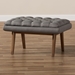 Baxton Studio Annetha Mid-Century Modern Grey Fabric Upholstered Walnut Finished Wood Ottoman - BBT5273-Grey-Stool-XD45