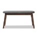 Baxton Studio Easton Mid-Century Modern Dark Grey Fabric Upholstered Walnut Finished Wood Bench - Easton Bench-Dark Grey
