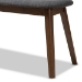 Baxton Studio Easton Mid-Century Modern Dark Grey Fabric Upholstered Walnut Finished Wood Bench - Easton Bench-Dark Grey