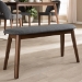 Baxton Studio Easton Mid-Century Modern Dark Grey Fabric Upholstered Walnut Finished Wood Bench - Easton Bench-Dark Grey