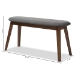 Baxton Studio Easton Mid-Century Modern Dark Grey Fabric Upholstered Walnut Finished Wood Bench - Easton Bench-Dark Grey