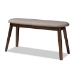 Baxton Studio Easton Mid-Century Modern Light Grey Fabric Upholstered Walnut Finished Wood Bench