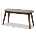 Baxton Studio Easton Mid-Century Modern Light Grey Fabric Upholstered Walnut Finished Wood Bench - Easton Bench-Light Grey