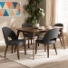 Baxton Studio Wesley Mid-Century Modern Dark Grey Fabric Upholstered Walnut Finished Wood 5-Piece Dining Set - Wesley-Dark Grey-5PC Dining Set