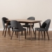 Baxton Studio Wesley Mid-Century Modern Dark Grey Fabric Upholstered Walnut Finished Wood 5-Piece Dining Set - Wesley-Dark Grey-5PC Dining Set