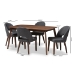 Baxton Studio Wesley Mid-Century Modern Dark Grey Fabric Upholstered Walnut Finished Wood 5-Piece Dining Set - Wesley-Dark Grey-5PC Dining Set
