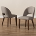 Baxton Studio Wesley Mid-Century Modern Light Grey Fabric Upholstered Walnut Finished Wood Dining Chair (Set of 2) - Wesley-Light Grey-DC