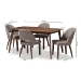 Baxton Studio Wesley Mid-Century Modern Light Grey Fabric Upholstered Walnut Finished Wood 5-Piece Dining Set - Wesley-Light Grey-5PC Dining Set