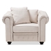 Baxton Studio Alaise Modern Classic Beige Linen Tufted Scroll Arm Chesterfield Chair - RX1616-Beige-CC