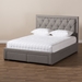 Baxton Studio Aurelie Modern and Contemporary Light Grey Fabric Upholstered Queen Size Storage Bed - CF8622-D-Light Grey-Queen