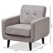Baxton Studio Carina Mid-Century Modern Light Grey Fabric Upholstered Lounge Chair - R2017-Grey-CC