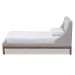 Baxton Studio Louvain Modern and Contemporary Greyish Beige Fabric Upholstered Walnut-Finished Twin Sized Platform Bed - BBT6696-Greyish Beige-Twin
