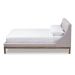 Baxton Studio Louvain Modern and Contemporary Greyish Beige Fabric Upholstered Walnut-Finished Full Sized Platform Bed - BBT6696-Greyish Beige-Full