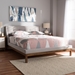Baxton Studio Louvain Modern and Contemporary Greyish Beige Fabric Upholstered Walnut-Finished Queen Sized Platform Bed - BBT6696-Greyish Beige-Queen