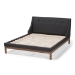 Baxton Studio Louvain Modern and Contemporary Dark Grey Fabric Upholstered Walnut-Finished Full Sized Platform Bed - BBT6696-Dark Grey-Full