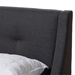 Baxton Studio Louvain Modern and Contemporary Dark Grey Fabric Upholstered Walnut-Finished Queen Sized Platform Bed - BBT6696-Dark Grey-Queen
