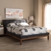 Baxton Studio Louvain Modern and Contemporary Dark Grey Fabric Upholstered Walnut-Finished Full Sized Platform Bed - BBT6696-Dark Grey-Full