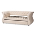 Baxton Studio Cherine Classic and Contemporary Beige Fabric Upholstered Daybed with Trundle - WA5018-Beige-Daybed