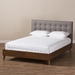 Baxton Studio Alinia Mid-century Retro Modern Grey Fabric Upholstered Walnut Wood King Size Platform Bed - BBT6729-Grey-King