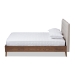 Baxton Studio Alinia Mid-century Retro Modern Light Beige Fabric Upholstered Walnut Wood King Size Platform Bed - BBT6729-Light Beige-King
