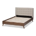 Baxton Studio Alinia Mid-century Retro Modern Light Beige Fabric Upholstered Walnut Wood King Size Platform Bed - BBT6729-Light Beige-King