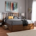 Baxton Studio Raurey Modern and Contemporary Walnut Finished Queen Size Storage Platform Bed - MG5110-Walnut-Queen
