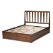 Baxton Studio Raurey Modern and Contemporary Walnut Finished Queen Size Storage Platform Bed - MG5110-Walnut-Queen