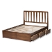 Baxton Studio Raurey Modern and Contemporary Walnut Finished Queen Size Storage Platform Bed - MG5110-Walnut-Queen