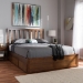 Baxton Studio Raurey Modern and Contemporary Walnut Finished Queen Size Storage Platform Bed - MG5110-Walnut-Queen