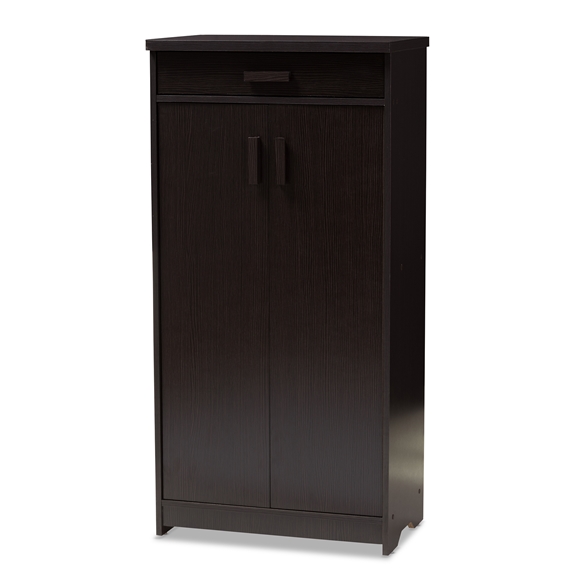 Baxton Studio Bienna Modern and Contemporary Wenge Brown Finished Shoe Cabinet