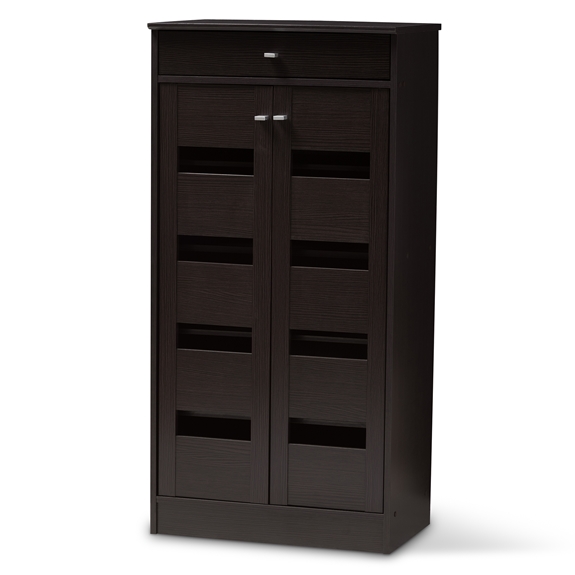 Baxton Studio Acadia Modern and Contemporary Wenge Brown Finished Shoe Cabinet
