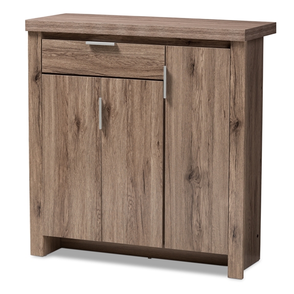 Baxton Studio Laverne Modern and Contemporary Oak Brown Finished Shoe Cabinet