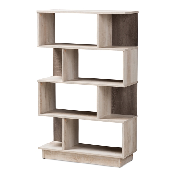 Baxton Studio Teagan Modern and Contemporary Oak Finished Display Bookcase