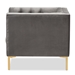 Baxton Studio Zanetta Luxe and Glamour Grey Velvet Upholstered Gold Finished Lounge Chair - TSF-7723-Grey/Gold