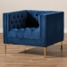 Baxton Studio Zanetta Luxe and Glamour Navy Velvet Upholstered Gold Finished Lounge Chair - TSF-7723-Navy/Gold