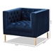 Baxton Studio Zanetta Luxe and Glamour Navy Velvet Upholstered Gold Finished Lounge Chair - TSF-7723-Navy/Gold