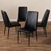 Baxton Studio Chandelle Modern and Contemporary Black Faux Leather Upholstered Dining Chair (Set of 4) - 160505-Black-4PC-Set