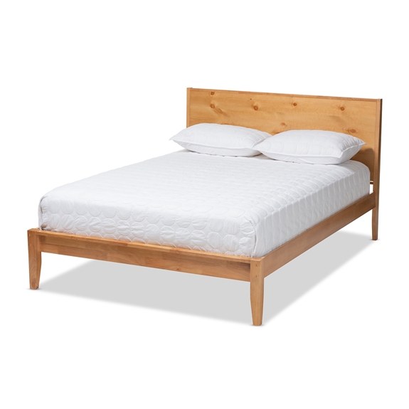 Baxton Studio Marana Modern and Rustic Natural Oak and Pine Finished Wood Queen Size Platform Bed